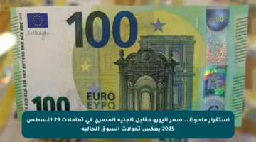 استقرار ملحوظ.. سعر اليورو مقابل الجنيه المصري في تعاملات 29 أغسطس 2025 يعكس تحولات السوق الحالية